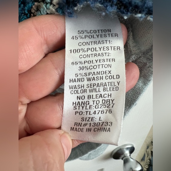 Size large UMGEE USA Oversized Multi-Textured Bubble Sleeve Sweatshirt Blue - Picture 3 of 5